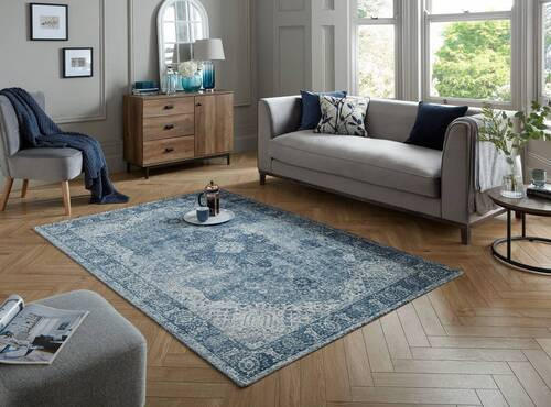 VINTAGE-TEPPICH 120/170 cm Manhattan Blau  - Blau, Basics, Textil (120/170cm) - Xora