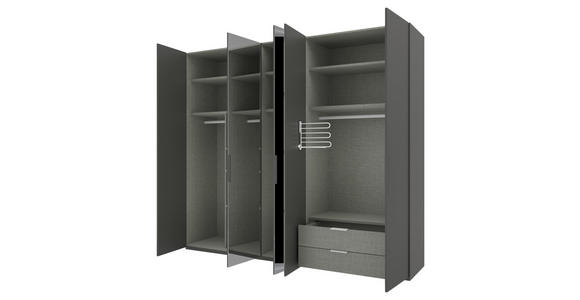 DREHTÜRENSCHRANK  in Anthrazit  - Anthrazit/Schwarz, KONVENTIONELL, Glas/Holzwerkstoff (250/223/62cm) - Novel