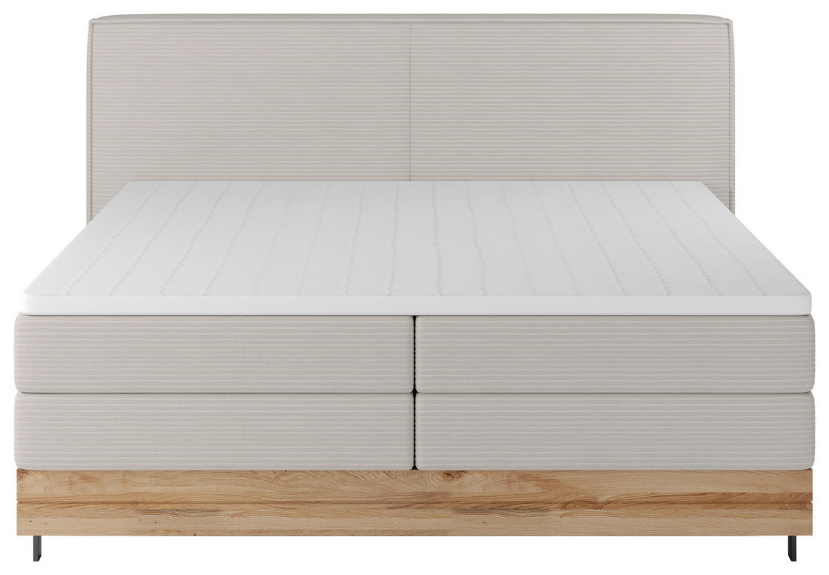BOXSPRINGBETT 160/200 cm  in Creme  - Creme/Schwarz, Natur, Holz/Textil (160/200cm) - Valnatura