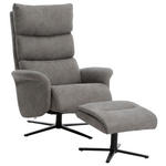 RELAXSESSELSET Mikrofaser Relaxfunktion, Hocker    - Schwarz/Grau, Design, Textil/Metall (81/105,5/86,5cm) - Xora