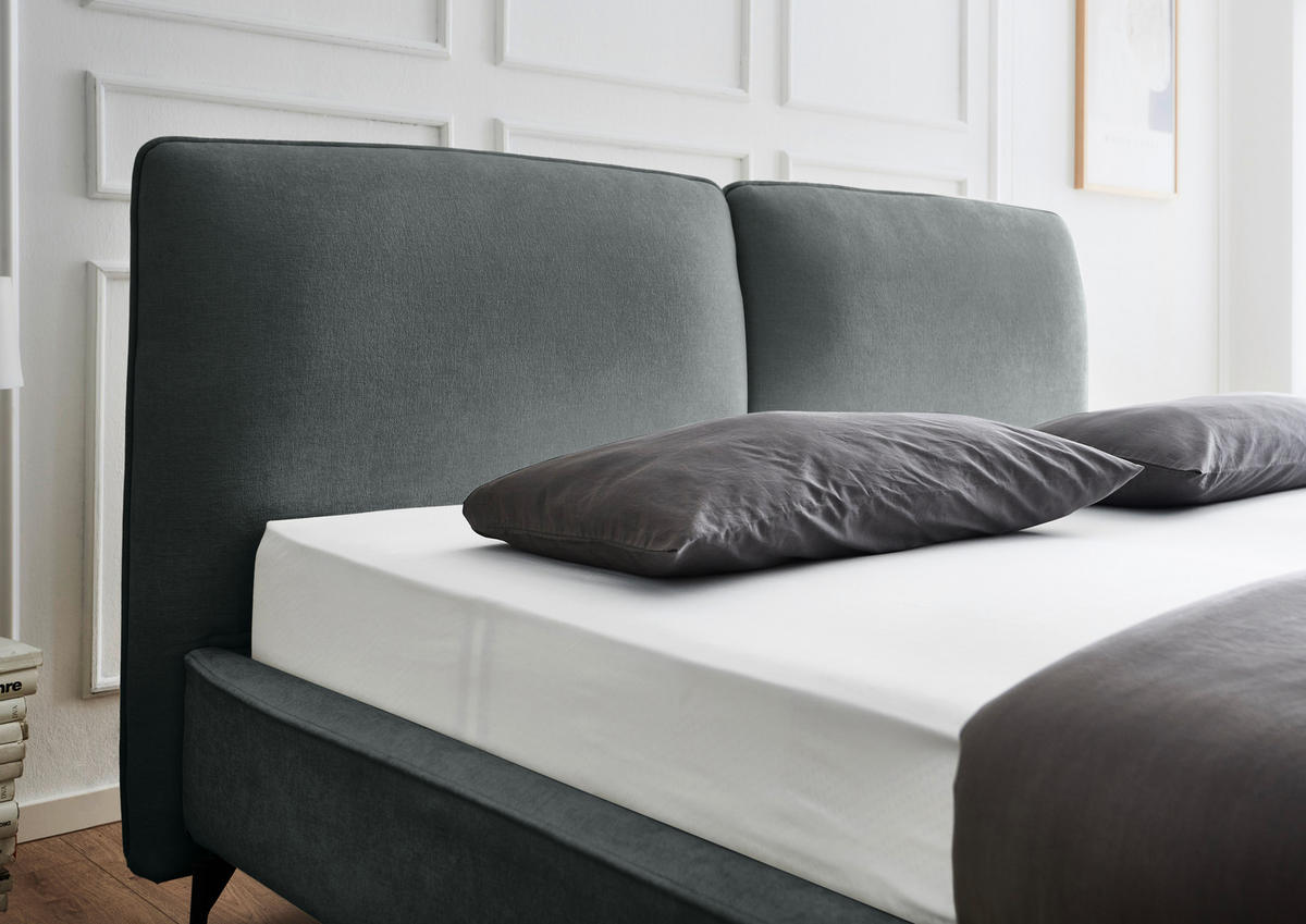 POLSTERBETT 200/200 cm  in Dunkelgrün  - Dunkelgrün/Schwarz, Modern, Textil/Metall (200/200cm) - Livetastic