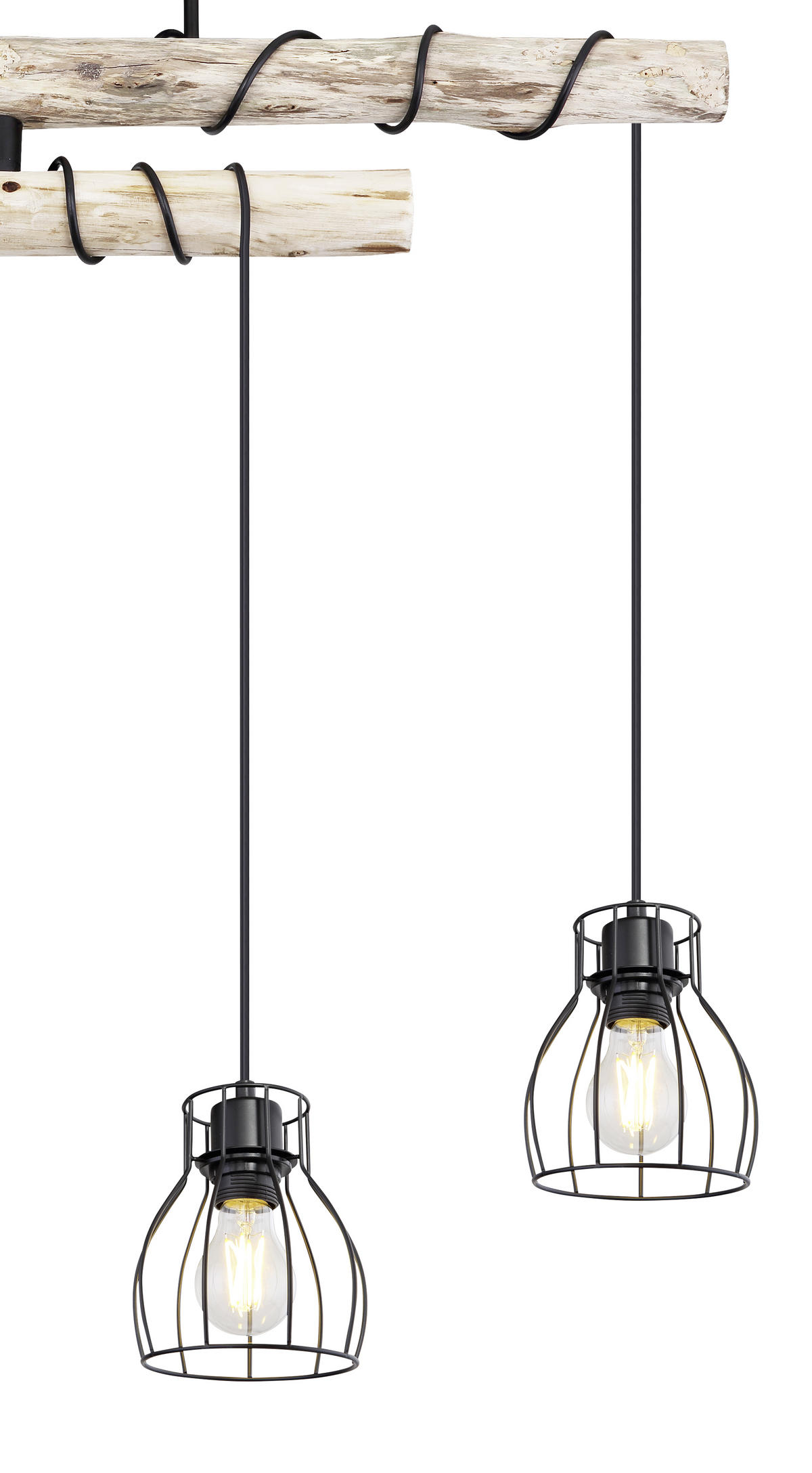 HÄNGELEUCHTE 90/14/100 cm    - Schwarz/Naturfarben, Basics, Holz/Metall (90/14/100cm) - Globo