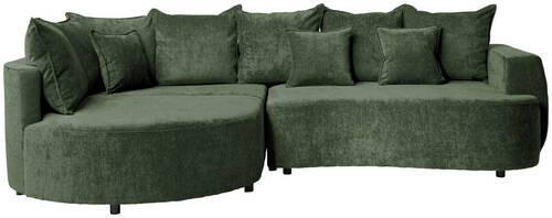 ECKSOFA in Chenille Dunkelgrün  - Dunkelgrün/Schwarz, Design, Kunststoff/Textil (194/307cm) - Carryhome
