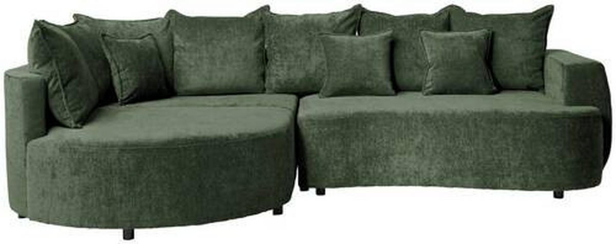 ECKSOFA in Chenille Dunkelgrün  - Dunkelgrün/Schwarz, Design, Kunststoff/Textil (194/307cm) - Carryhome