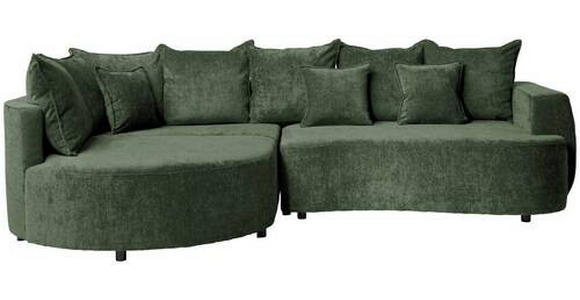 ECKSOFA in Chenille Dunkelgrün  - Dunkelgrün/Schwarz, Design, Kunststoff/Textil (194/307cm) - Carryhome