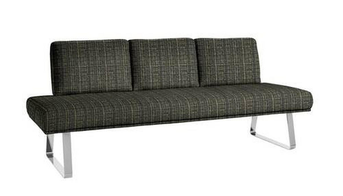 SITZBANK 209/92/78 cm  in Grün, Chromfarben  - Chromfarben/Grün, Design, Textil/Metall (209/92/78cm) - Dieter Knoll