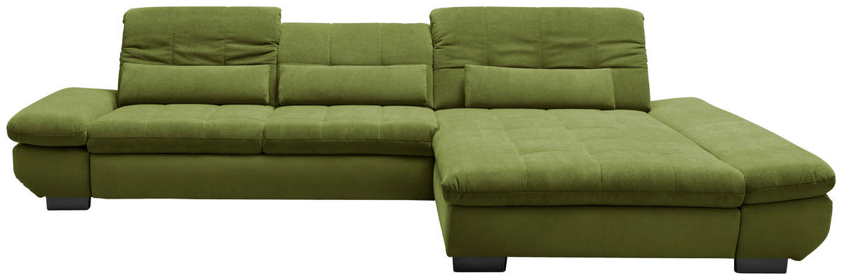 SEDEŽNA GARNITURA, gladka tkanina zelena  - črna/zelena, Design, kovina/tekstil (341/204cm) - Xora