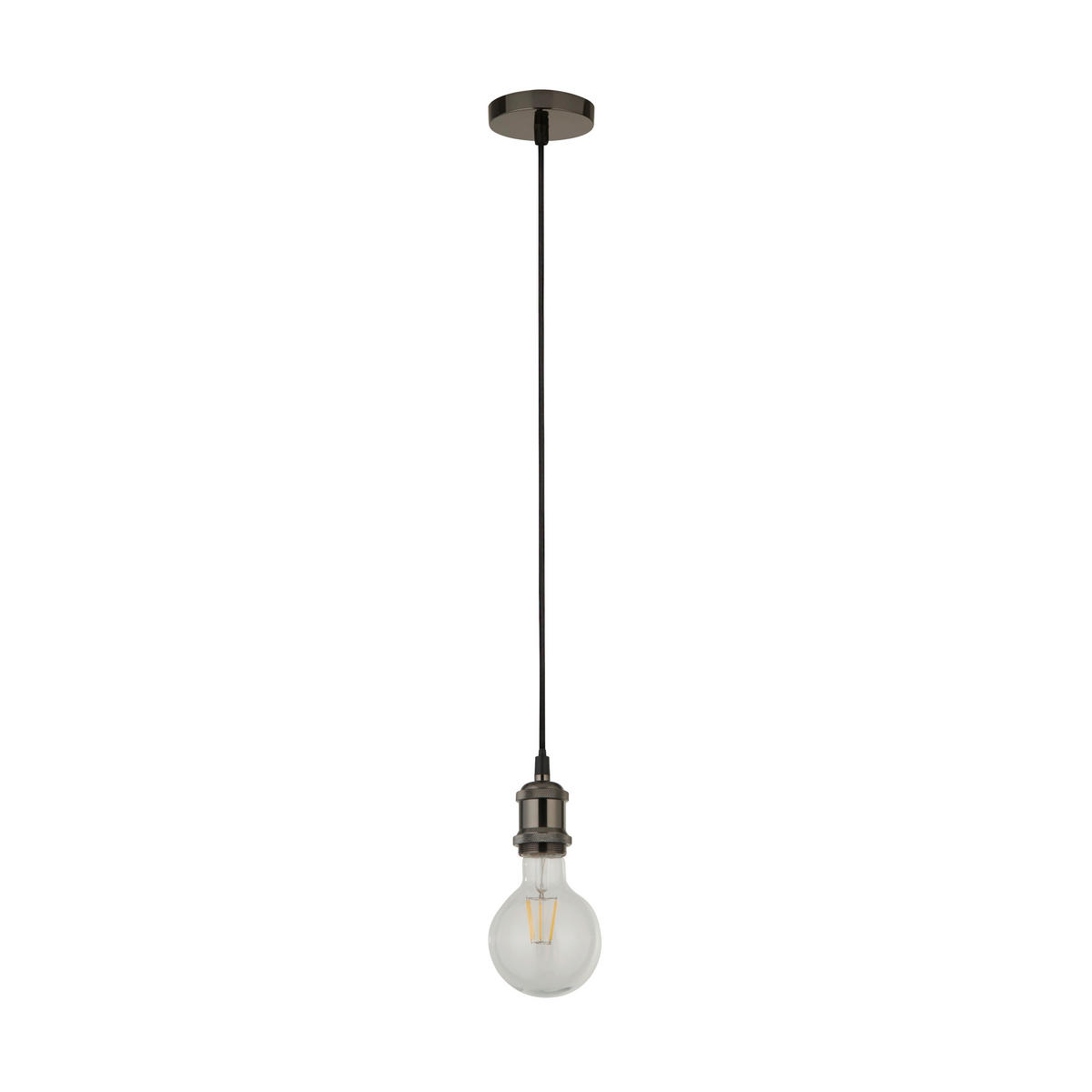 PENDELLEUCHTE 9,8/300 cm  - Schwarzchrom, KONVENTIONELL, Metall (9,8/300cm)