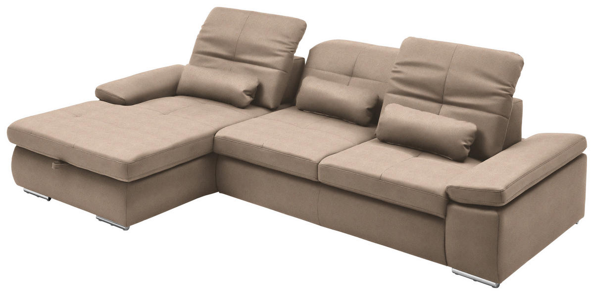 ECKSOFA  in Flachgewebe Beige  195/309 cm  - Chromfarben/Beige, Design, Textil (195/309cm) - Beldomo Style