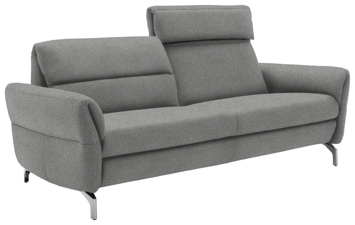 2-SITZER-SOFA Flachgewebe Hellgrau  - Hellgrau/Nickelfarben, Design, Textil/Metall (186/87/100cm) - Schöner Wohnen