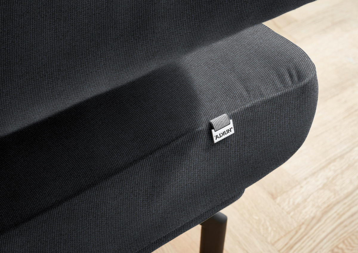 ECKSOFA in Chenille Dunkelgrau  - Dunkelgrau/Schwarz, Design, Textil/Metall (305/224cm) - Dieter Knoll