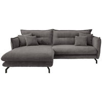 ECKSOFA Grau Cord  - Schwarz/Grau, MODERN, Textil/Metall (180/255cm) - Livetastic