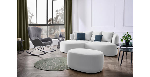 ECKSOFA  in Plüsch Hellgrau  166/235 cm  - Hellgrau/Schwarz, MODERN, Kunststoff/Textil (166/235cm) - Hom`in