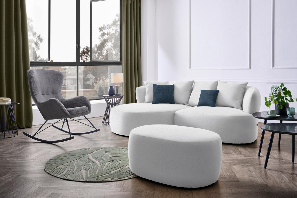 ECKSOFA  in Plüsch Hellgrau  166/235 cm  - Hellgrau/Schwarz, MODERN, Kunststoff/Textil (166/235cm) - Hom`in