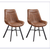 STUHL-SET 2 Stück  Mikrofaser  Cognac  - Cognac/Schwarz, MODERN, Textil/Metall (53/87/63,5cm) - MID.YOU