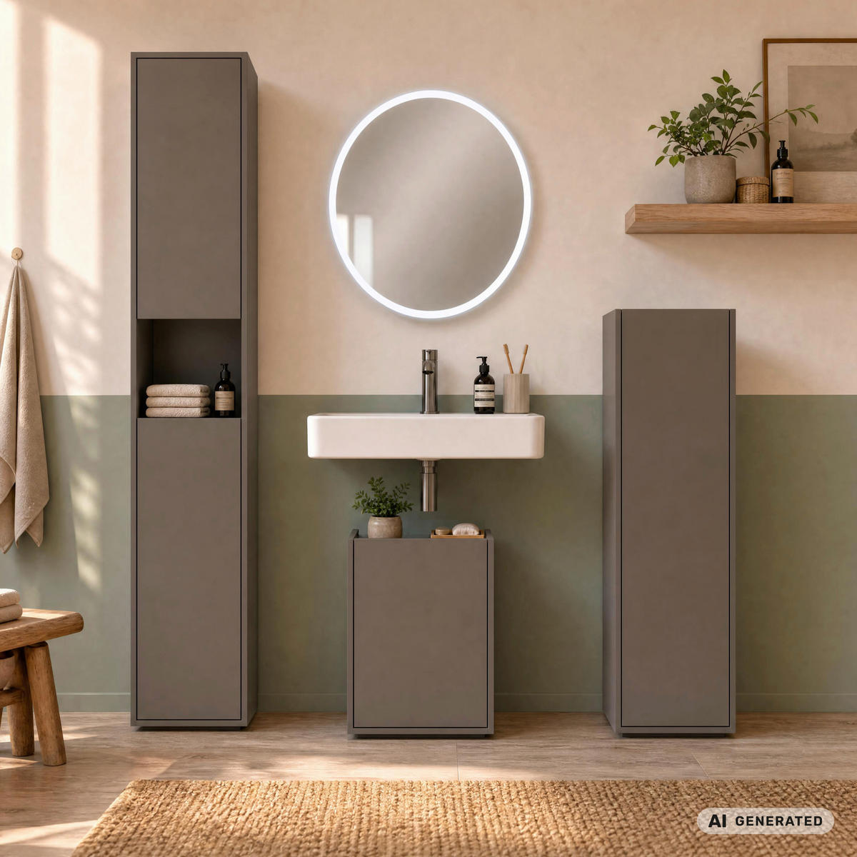 MIDISCHRANK 42/112/33 cm  - Schwarz/Cappuccino, Trend, Holzwerkstoff/Kunststoff (42/112/33cm) - MID.YOU