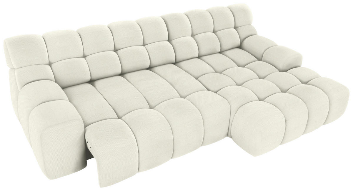 Ecksofa inkl. Funktion Ecru Webstoff  - Ecru/Schwarz, MODERN, Kunststoff/Textil (297/180cm) - Welnova