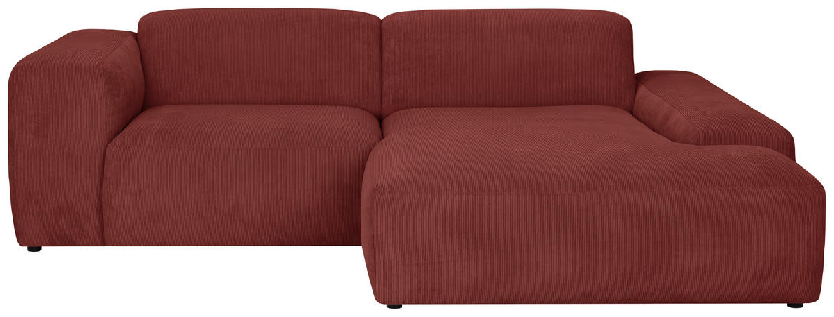 ECKSOFA HANNAH Rot Cord  - Rot/Schwarz, Design, Kunststoff/Textil (252/170cm) - MID.YOU