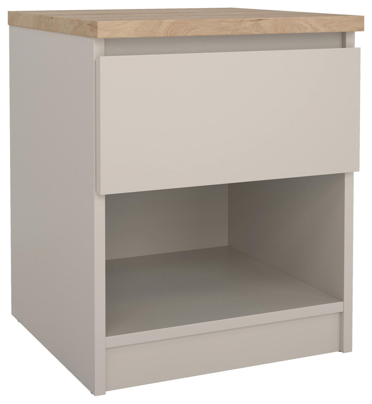 NOČNÝ STOLÍK, farba duba, kašmírová, 40,4/49,5/40 cm - kašmírová/farba duba, Basics, kompozitné drevo (40,4/49,5/40cm) - Boxxx