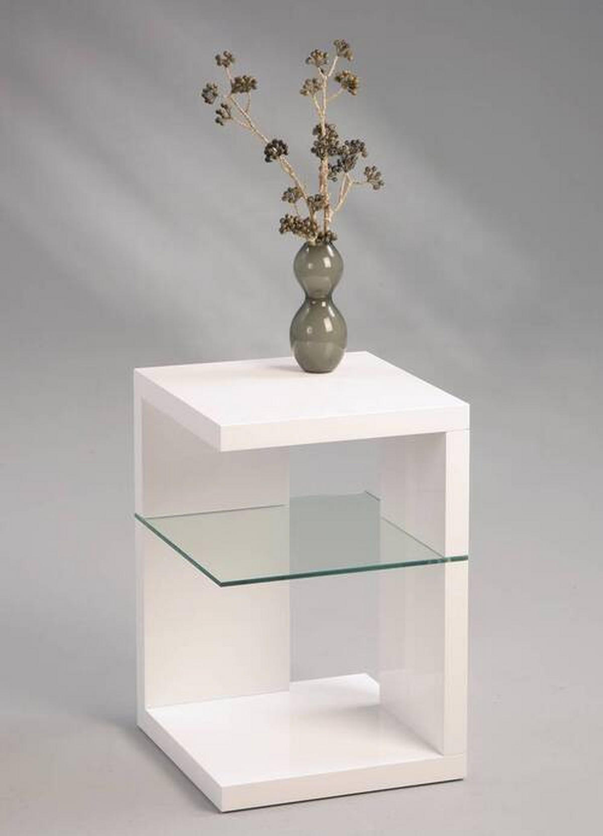 BEISTELLTISCH in Glas, Holzwerkstoff 40/40/60 cm  - Weiß, Design, Glas/Holzwerkstoff (40/40/60cm) - Xora