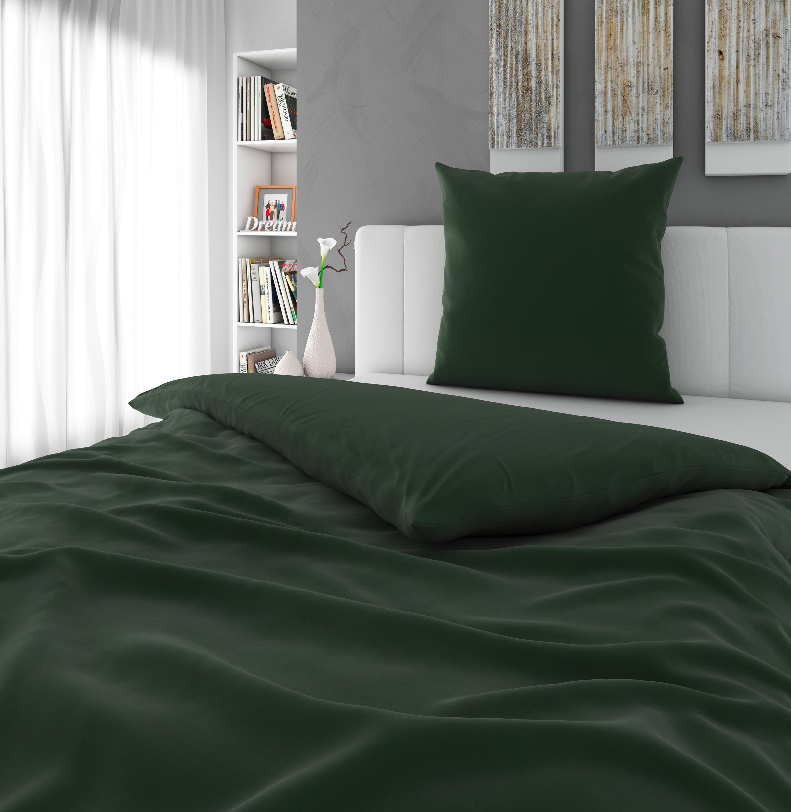 BETTWÄSCHE Renforcé 155/220 cm  - Dunkelgrün, Textil (155/220cm) - Esposa