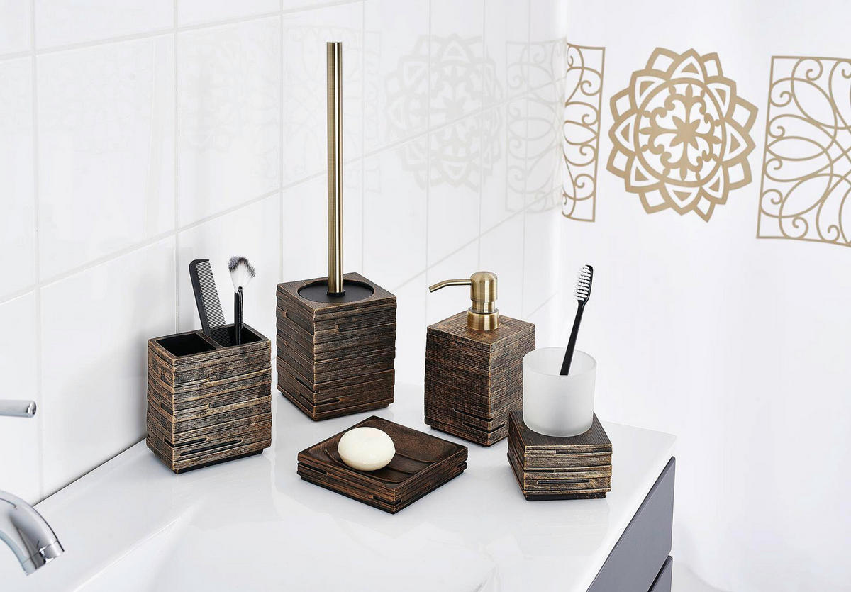 KELÍMEK NA ZUBNÍ KARTÁČEK černá, bílá - bílá/černá, Basics, plast/sklo (8/11,5/8cm) - Sadena