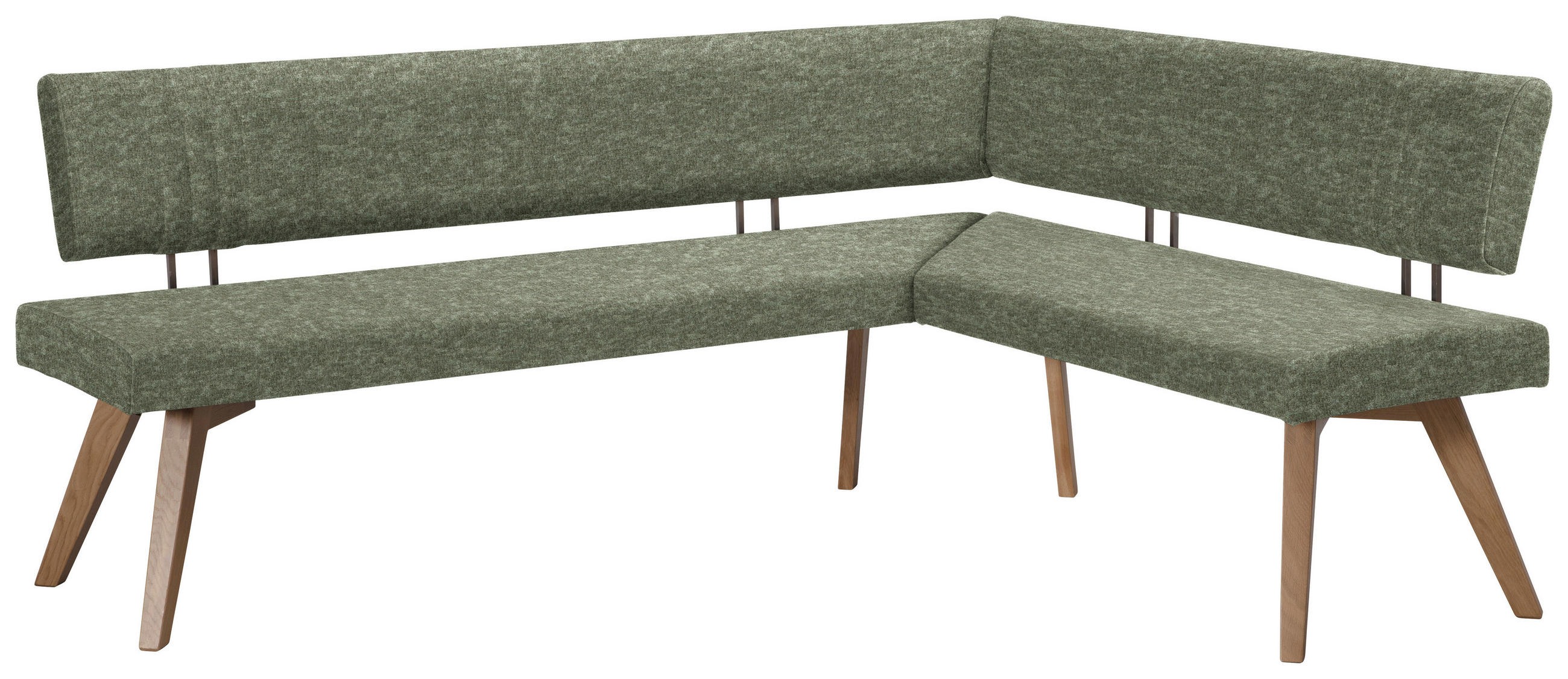 ECKBANK in Holz, Textil Grün, Wildeiche - Wildeiche/Eichefarben, Design, Holz/Textil (220/180cm) - Venda