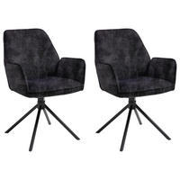 STUHL-SET 2 Stück  in Stahl Samt Metall, Textil  - Anthrazit/Schwarz, MODERN, Textil/Metall (57/89/61cm) - MID.YOU