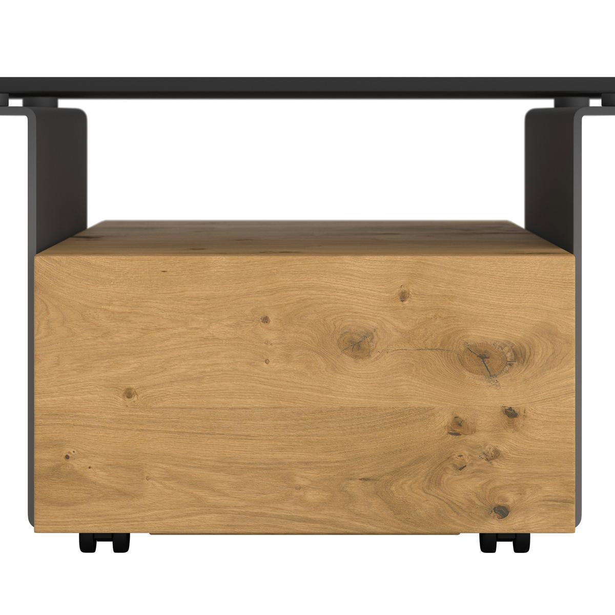 COUCHTISCH in Holz, Metall, Glas 80/80/43 cm  - Eichefarben/Anthrazit, Natur, Glas/Holz (80/80/43cm) - Voglauer