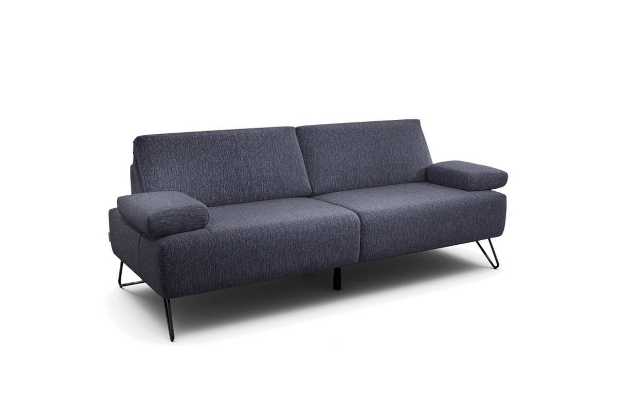 2,5-SITZER Chenille Blau  - Blau/Schwarz, Design, Textil/Metall (204-234/85/86-94cm) - SENSOO