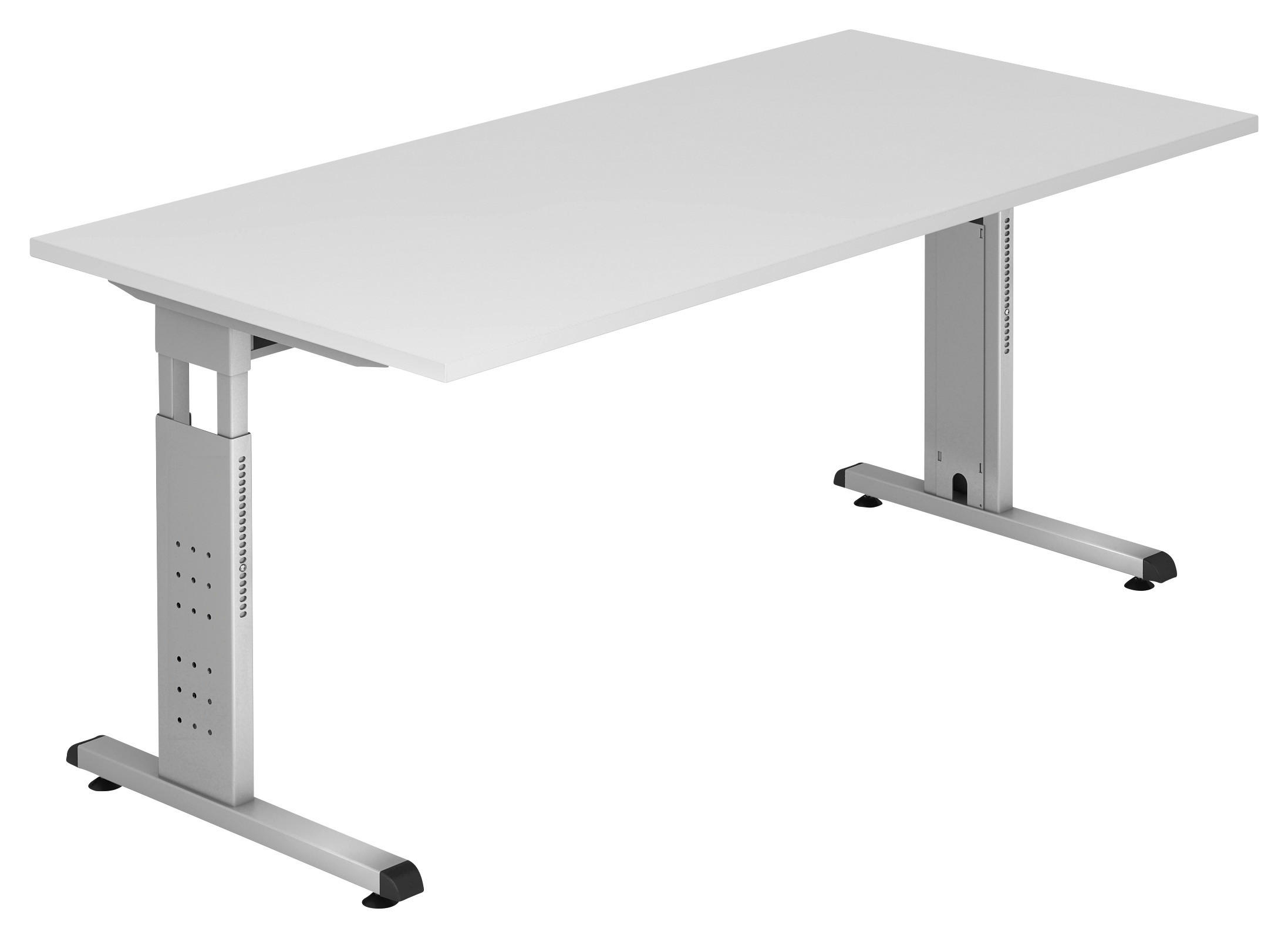SCHREIBTISCH 160/80/65-85 cm  in Weiß  - Silberfarben/Weiß, KONVENTIONELL, Holzwerkstoff/Metall (160/80/65-85cm) - Venda