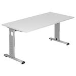 SCHREIBTISCH 160/80/65-85 cm  in Weiß  - Silberfarben/Weiß, KONVENTIONELL, Holzwerkstoff/Metall (160/80/65-85cm) - Venda