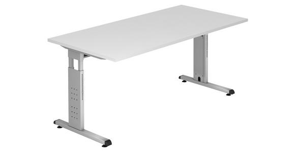SCHREIBTISCH 160/80/65-85 cm  in Weiß  - Silberfarben/Weiß, KONVENTIONELL, Holzwerkstoff/Metall (160/80/65-85cm) - Venda
