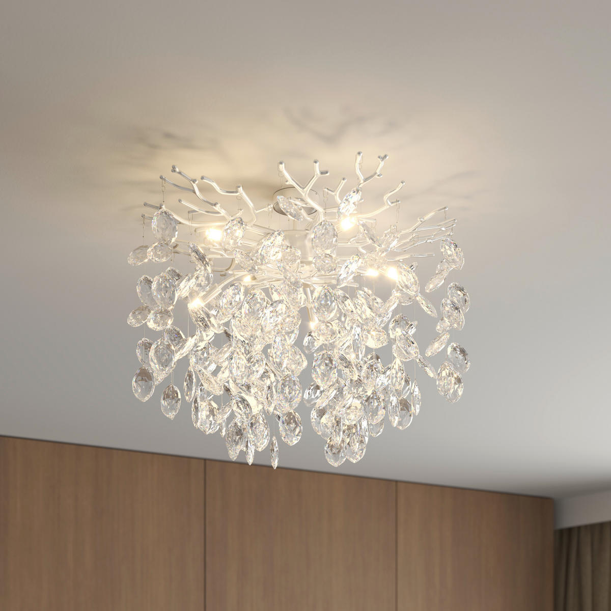 STROPNÍ SVÍTIDLO, 49/43 cm  - čiré, Konvenční, kov/sklo (49/43cm) - Glandor