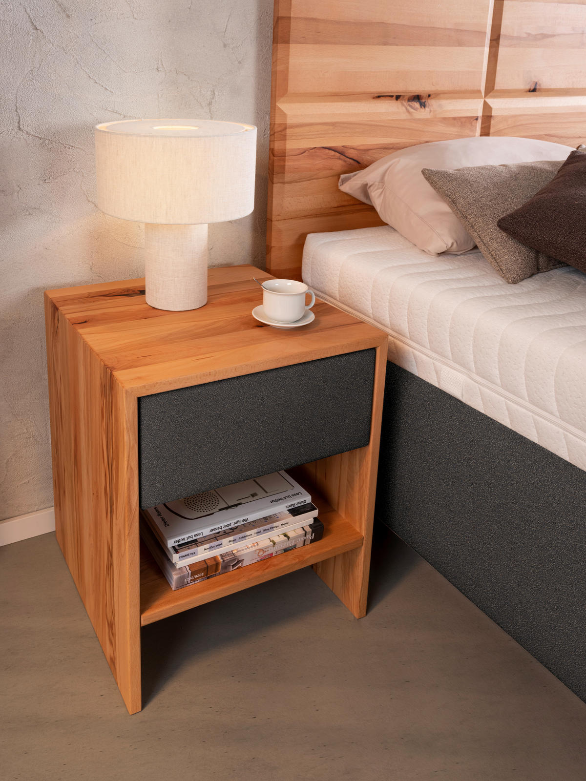 POLSTERBETT Matratze, Lattenrost, Bettkasten Buchefarben, Dunkelbraun 180/200 cm  - Dunkelbraun/Buchefarben, Design, Holz/Textil (180/200cm) - Valnatura