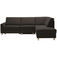 ECKSOFA in Flachgewebe Dunkelbraun  261/203 cm  - Eichefarben/Dunkelbraun, KONVENTIONELL, Holz/Textil (261/203cm) - Sedda