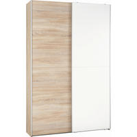 SCHWEBETÜRENSCHRANK in Weiss, Sonoma Eiche  - Weiss/Alufarben, Konventionell, Holzwerkstoff (125/195/38cm) - Livetastic