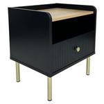 NACHTKÄSTCHEN in Schwarz, Eichefarben  - Eichefarben/Goldfarben, Design, Holzwerkstoff/Metall (50/54/40cm) - Xora