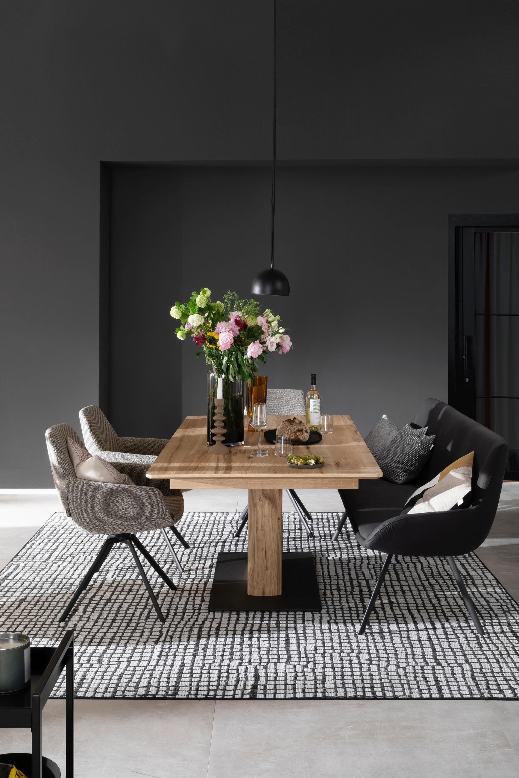 Thumbnail - Schöner Wohnen Outdoorteppich Parkland, Anthrazit, Beige, Textil, Raute, rechteckig, 90x160 cm, für Fußbodenheizung geei...