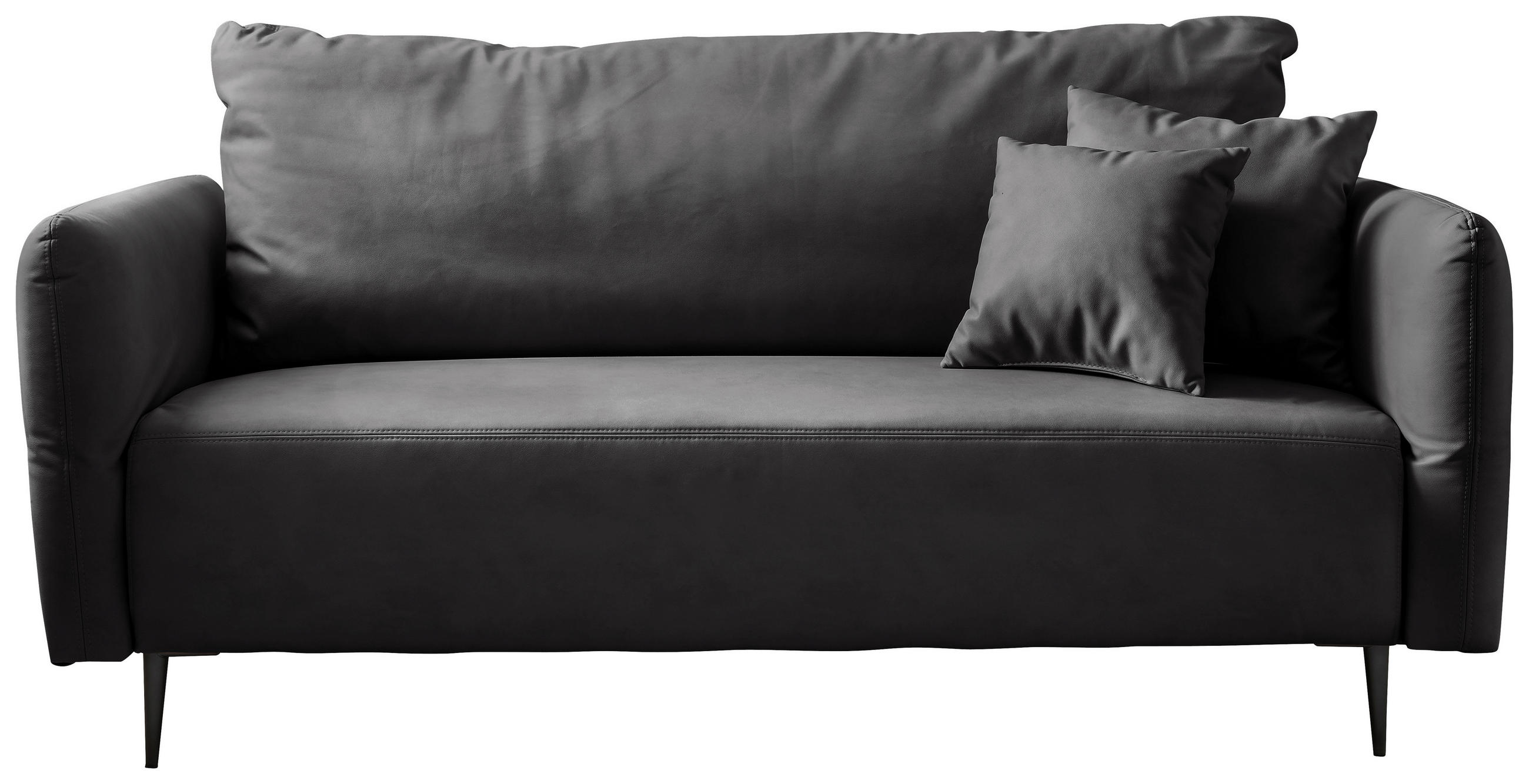 3-SITZER-SOFA Lederlook Schwarz  - Schwarz, Design, Textil/Metall (201/97/102cm) - Livetastic