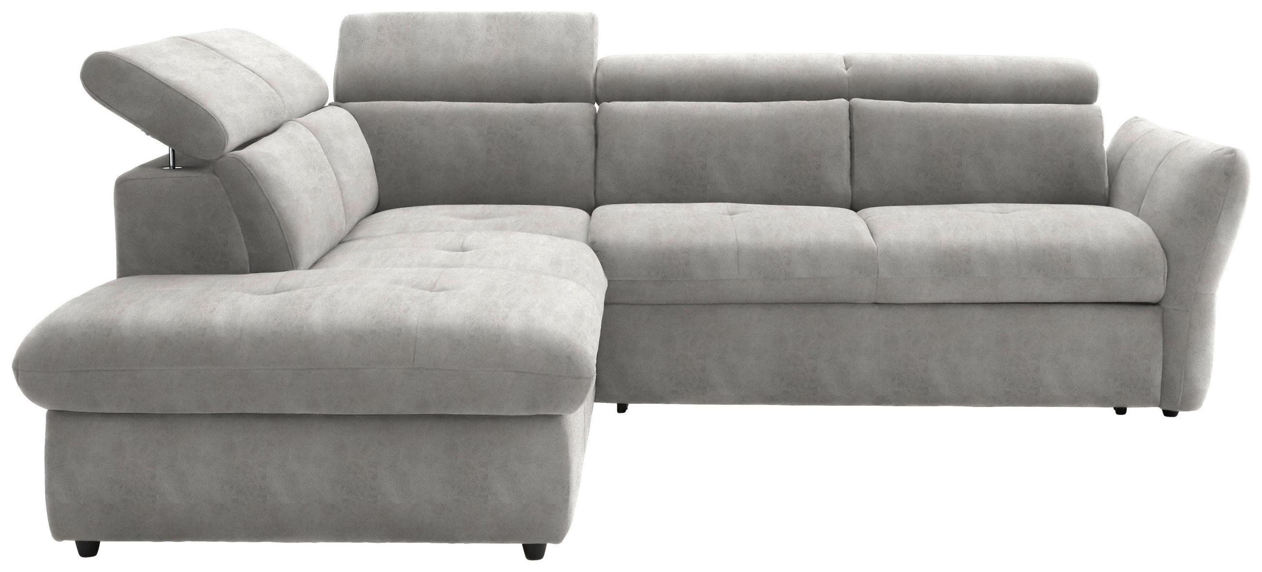 ECKSOFA  in Mikrofaser Hellgrau  224/254 cm  - Hellgrau/Schwarz, Design, Kunststoff/Textil (224/254cm) - Stylife