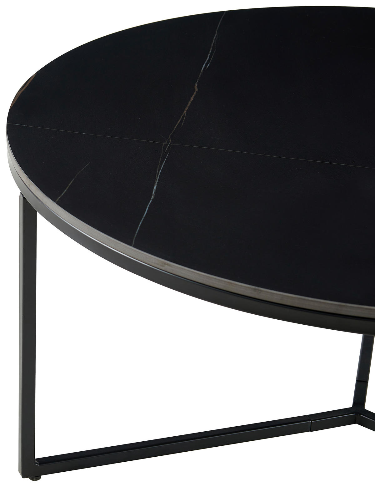 COUCHTISCH 80/80/37 cm rund Schwarz  - Schwarz, Design, Keramik/Metall (80/80/37cm) - Livetastic