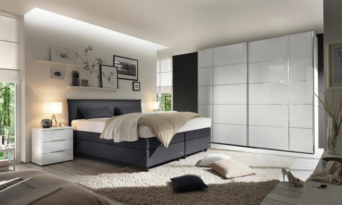 BOXSPRINGBETT 180/200 cm  in Anthrazit, Schwarz  - Anthrazit/Schwarz, Design, Kunststoff/Textil (180/200cm) - RUF Betten