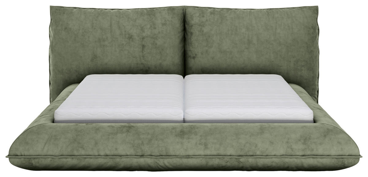 POLSTERBETT 200/200 cm,  in Graugrün,  - Schwarz/Graugrün, Design, Textil/Metall (200/200cm) - Belluti