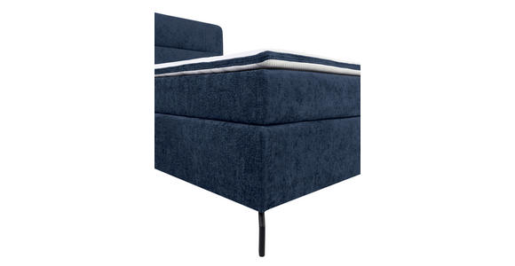 BOXSPRINGBETT 180/200 cm,  in Dunkelblau, Topper, H2 + H3 = mittel + fest  - Schwarz/Dunkelblau, Design, Textil/Metall (180/200cm) - Esposa