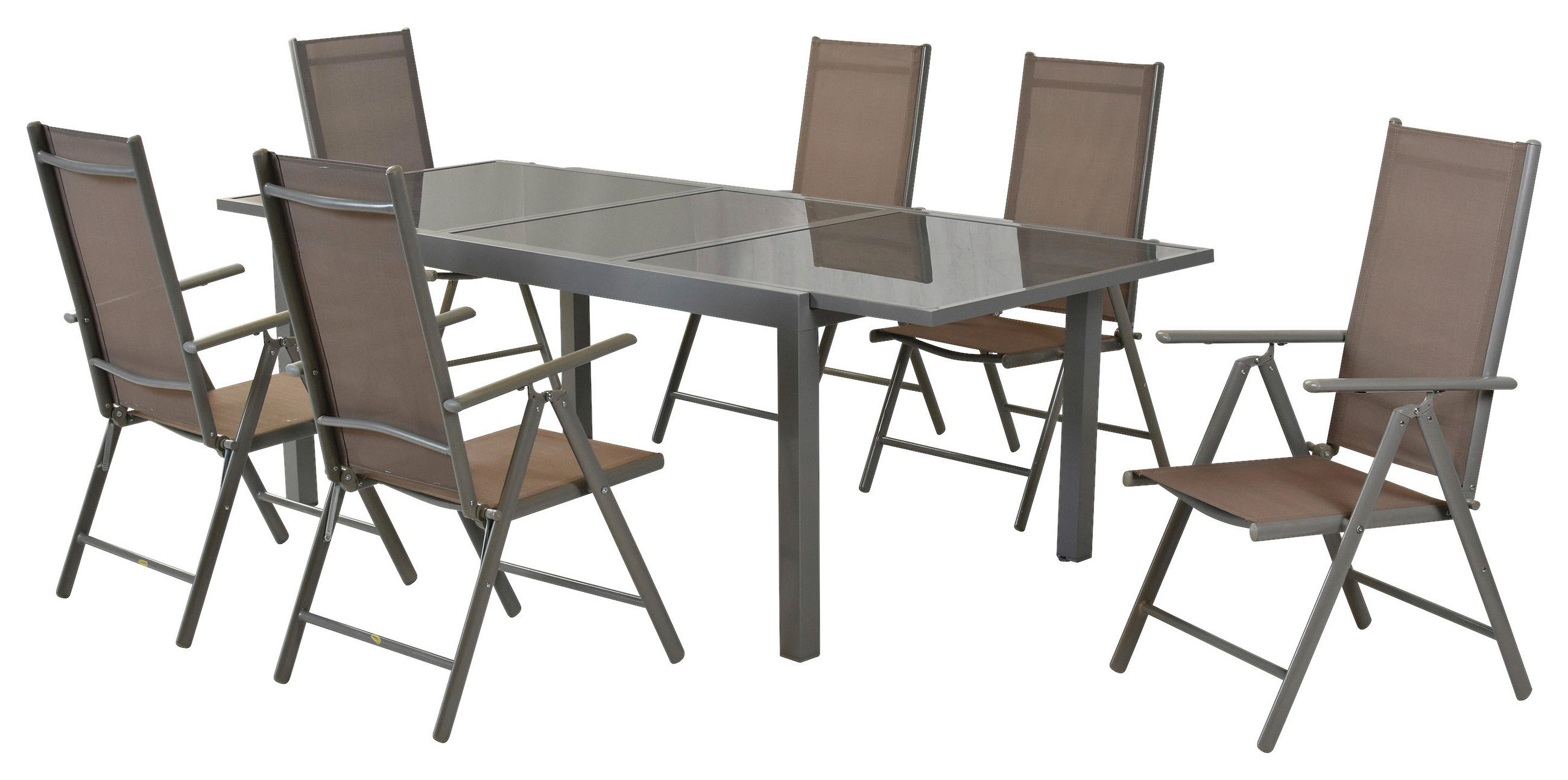 GARTENSET 7-teilig  - Taupe/Silberfarben, MODERN, Textil/Metall - Gardenson