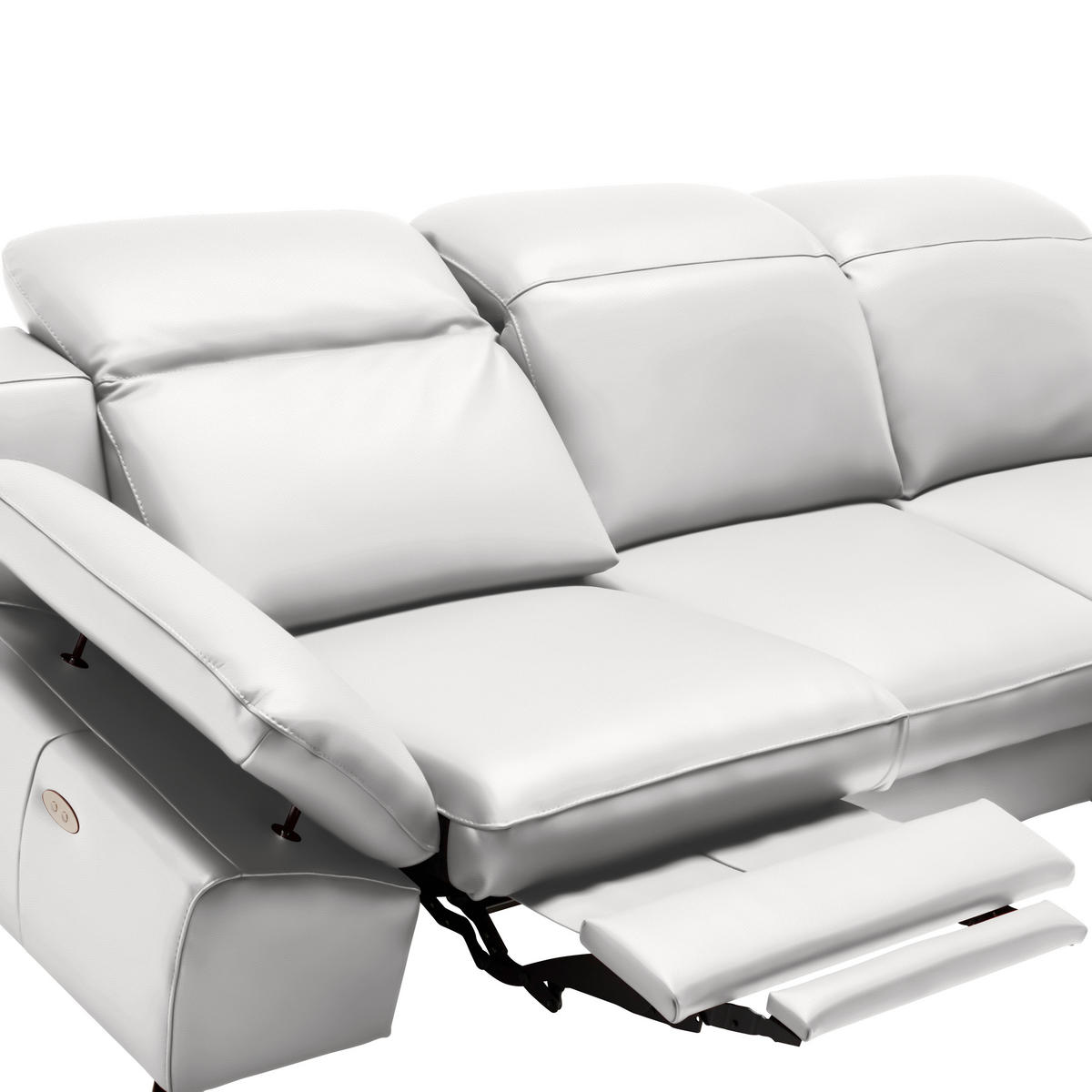ECKSOFA in Echtleder Weiß  286/183 cm  - Schwarz/Weiß, Design, Leder/Metall (286/183cm) - Celina Home