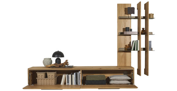 WOHNWAND  in Bronzefarben, Wildeiche  256,7/206,6/37,1 cm  - Wildeiche/Bronzefarben, Natur, Holz/Metall (256,7/206,6/37,1cm) - Valnatura