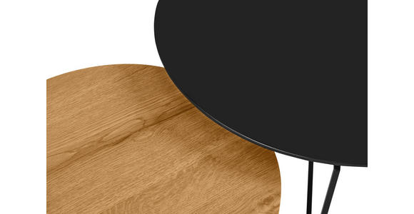 COUCHTISCHSET in Holz, Metall, Holzwerkstoff 80/60/80/60/43/39 cm  - Eichefarben/Schwarz, Design, Holz/Holzwerkstoff (80/60/80/60/43/39cm) - Carryhome