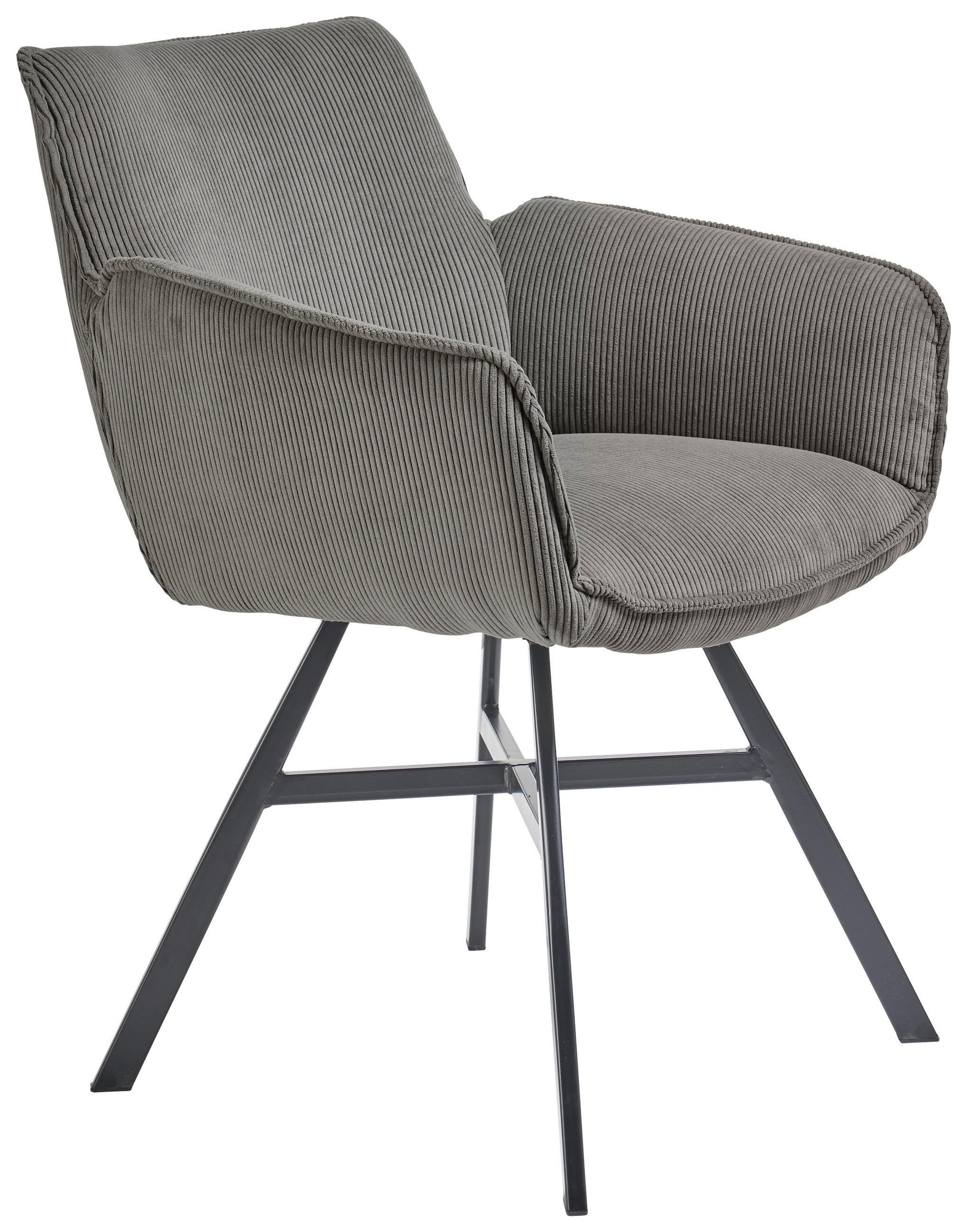 ARMLEHNSTUHL  Stoffauswahl, Typenauswahl Cord  Grau  - Schwarz/Grau, Design, Textil/Metall (60/84/65cm) - SetOne by Musterring